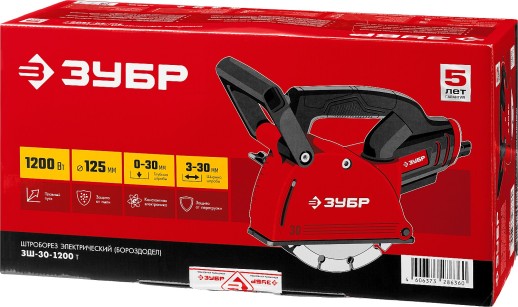 ЗУБР d 125 мм, 1200 Вт, 30 мм, штроборез (бороздодел) (ЗШ-30-1200 Т)