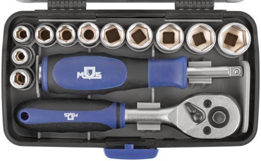 Мини-набор инструмента (биты, головки, вороток, удлинитель), 38 шт., пластиковый кейс