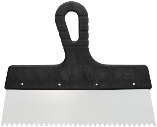 Шпатель зубчатый, 4х4 мм, нержавеющая сталь, пластиковая ручка, 250 мм