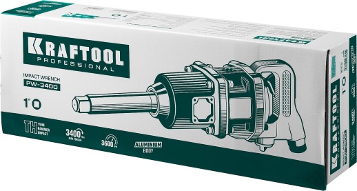 KRAFTOOL PW-3400, 1″, 3400 Н·м, ударный пневматический гайковерт (64200)