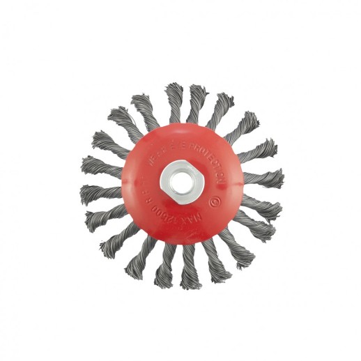 Щетка для УШМ, 125 мм, М14, "тарелка", крученая проволока 0.5 мм Matrix