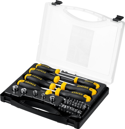 STAYER Max Range Pro, 32 предм., набор отверток с насадками (25134-H18)