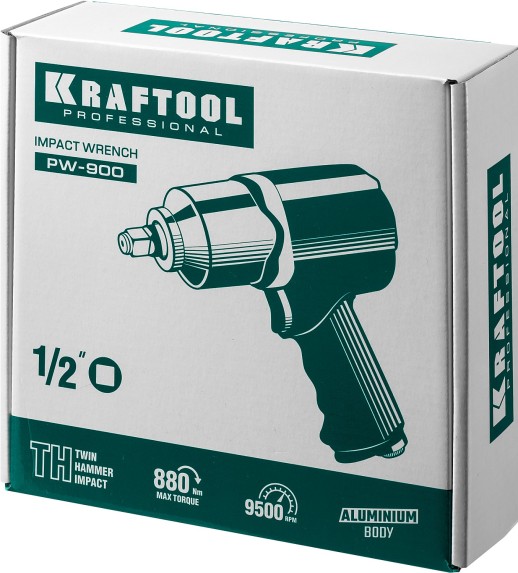 KRAFTOOL PW-900, 1/2″, 880 Н·м, ударный пневматический гайковерт (64210)