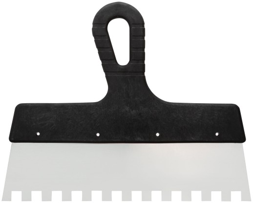 Шпатель зубчатый, 10х10 мм, нержавеющая сталь, пластиковая ручка, , 250 мм
