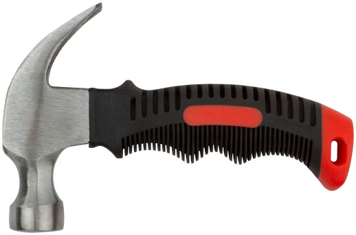 Молоток-гвоздодер, укороченный, фиберглассовая обрезиненная ручка 25 мм, 225 гр.