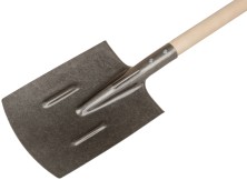Лопата штыковая прямоугольная, "рельсовая сталь", с деревянным черенком и V-ручкой 210х385х1440 мм