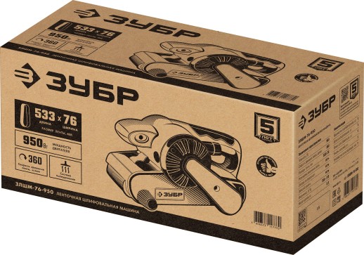 ЗУБР 76х533 мм, 950 Вт, ленточная шлифовальная машина (ЗЛШМ-76-950)