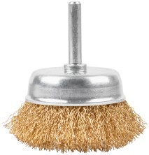 Щетка для дрели, тип "Чашка", латунированная витая проволока 0,3 мм, 65 мм, CUTOP Profi