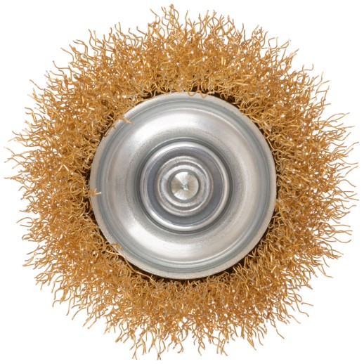 Щетка для дрели, тип "Чашка", латунированная витая проволока 0,3 мм, 65 мм, CUTOP Profi