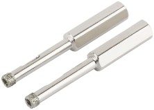 Коронки кольцевые по керамограниту, камню и кафелю алмазные, набор 2 шт.,  6х65 мм