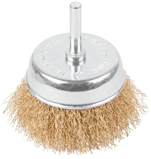 Щетка для дрели, тип "Чашка", латунированная витая проволока 0,3 мм, 75 мм, CUTOP Profi