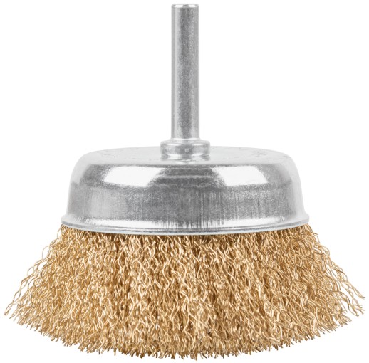Щетка для дрели, тип "Чашка", латунированная витая проволока 0,3 мм, 75 мм, CUTOP Profi
