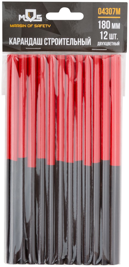 Карандаши строительные, 180 мм, 12 шт., 2-х цветные