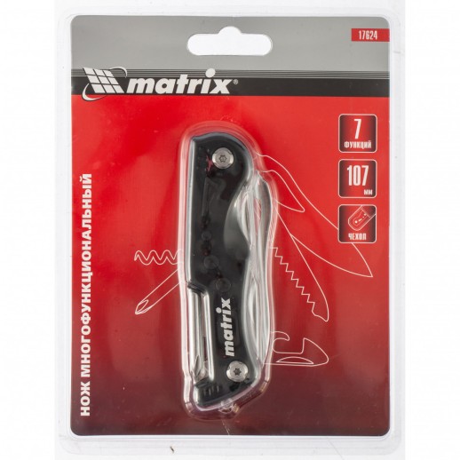 Нож многофункциональный, 7 функций, в чехле, 107 мм Matrix