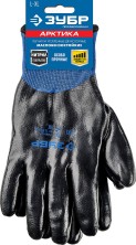 ЗУБР АРКТИКА, L-XL, акрил+нейлон, с нитриловым обливом, двухслойные, утеплённые перчатки, Профессионал (11469-XL)