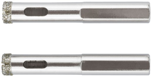 Коронки кольцевые по керамограниту, камню и кафелю алмазные, набор 2 шт., 10х65 мм