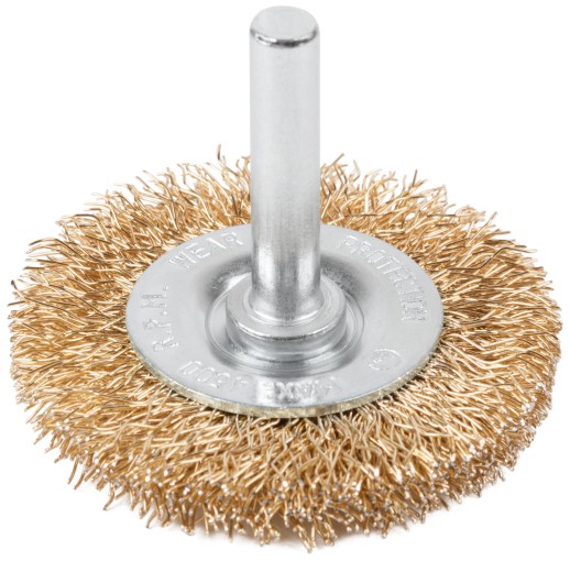Щетка для дрели, тип "Плоская", латунированная витая проволока 0,3 мм, 50 мм, CUTOP Profi