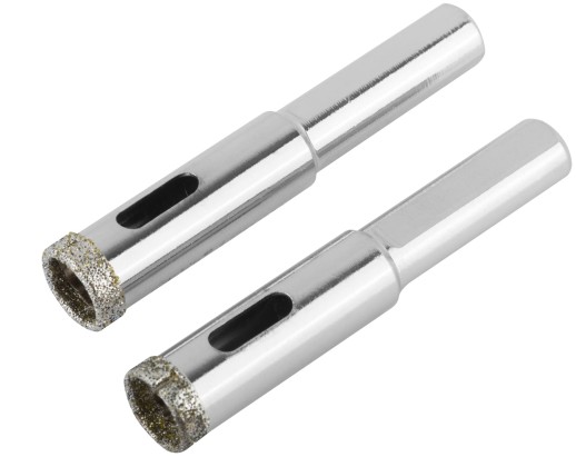 Коронки кольцевые по керамограниту, камню и кафелю алмазные, набор 2 шт., 12х65 мм