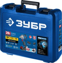 ЗУБР Т7, 20 В, 280 Н·м, 2 АКБ (2 А·ч), бесщеточный гайковерт, кейс, Профессионал (GB-250-22)