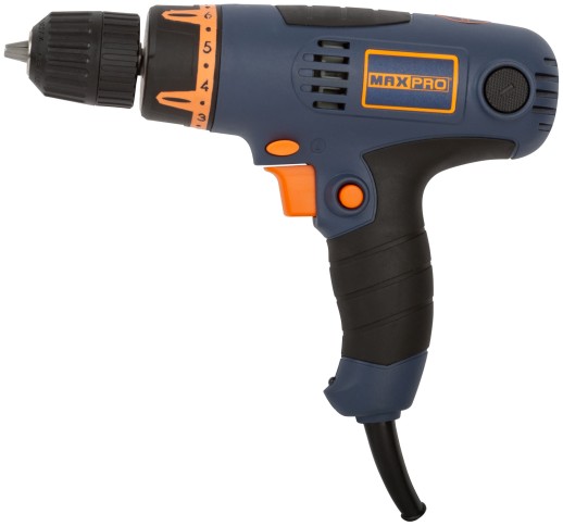MAX-PRO Дрель-Шуруповерт электрическая 320 Вт; 0-750об/мин; подсветка ; быстрозажимной патрон 10мм; резиновые вставки; 16,0 Нм; 16+1; 1,1 кг; быстрый