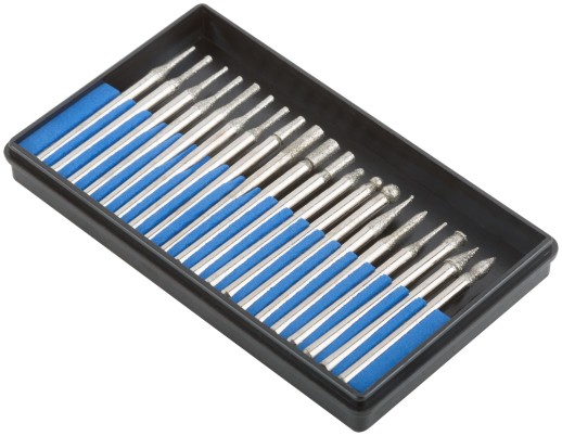 Шарошки, усиленная сталь с алмазным напылением, штифт диам. 3 мм, 20 шт.