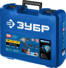 ЗУБР Т7, 20 В, 500 Н·м, 2 АКБ (4 А·ч), бесщеточный гайковерт, кейс, Профессионал (GB-500-42)