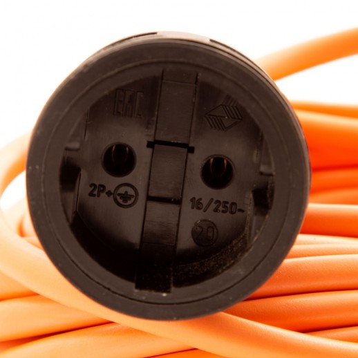 Удлинитель-шнур силовой 20 м, 16А, тип УХ16, ПВС, усиленный, 1 розетка без заземления Сибртех