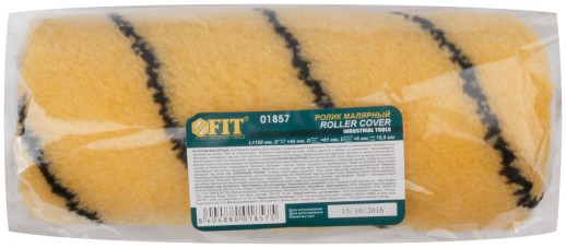 Ролик полиакриловый, бежевый с черной полоской, диам. 40/61 мм; ворс 10,4 мм, 150 мм