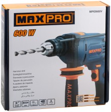 MAX-PRO Дрель ударная 600 Вт; 0-44800 уд/мин, 0-2800об/мин; ключевой патрон 1,5-13мм; 1,6 кг; антивибрационная ручка; резиновые вставки; кор.