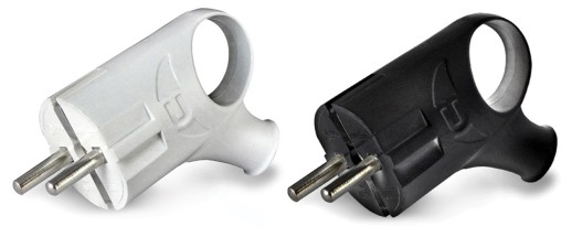 Вилка угловая с ушком с заземлением белая (16 А; 250 В ) "UNIVERSAL"