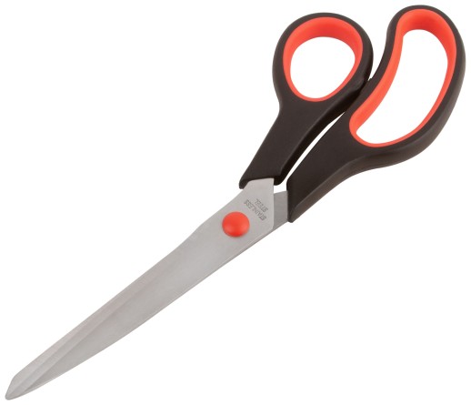 Ножницы бытовые нержавеющие, прорезиненные ручки, толщина лезвия 2,0 мм, 250 мм