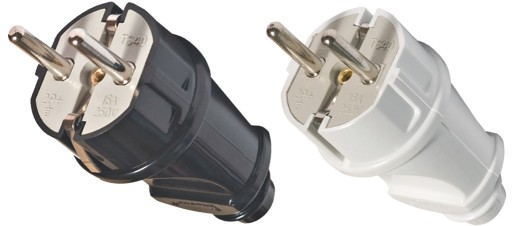 Вилка электрическая прямая с заземлением черная (16 А; 250 В ) "UNIVERSAL"