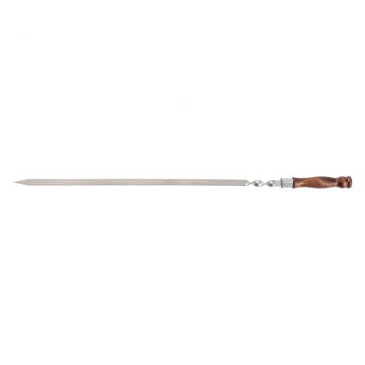 Шампур плоский профессиональный, 600 x 12 x 2,5 мм, с деревянной рукояткой, нержавеющая сталь, Camping Palisad