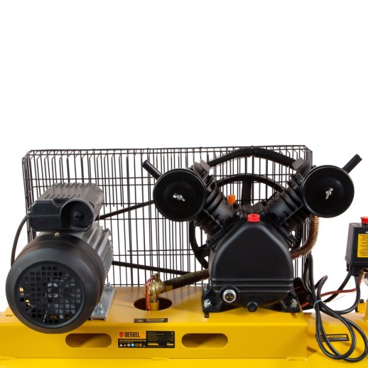 Компрессор воздушный BCV2200/100, ременный привод, 2.2 кВт, 100 литров, 370 л/мин Denzel