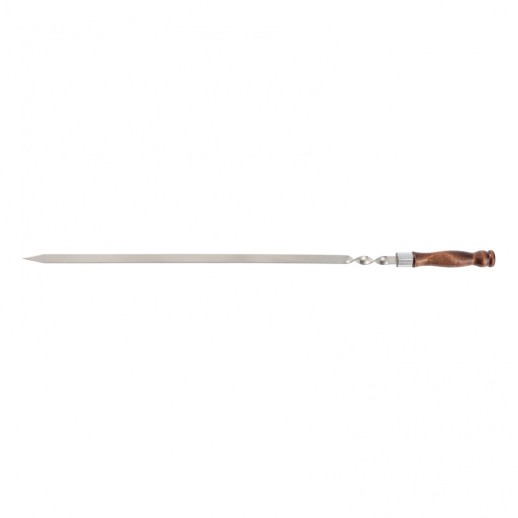 Шампур плоский профессиональный, 750 x 15 x 2,5 мм, с деревянной рукояткой, нержавеющая сталь, Camping Palisad