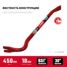 ЗУБР Hex-18 450 мм, 18 мм, шестигранный усиленный, лом-гвоздодер (2164-45)