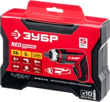 ЗУБР ViX-T 3.6 В, аккумуляторная отвертка-трансформер, кейс, 10 бит (ЗО-ЕМ-3.6 Ли)