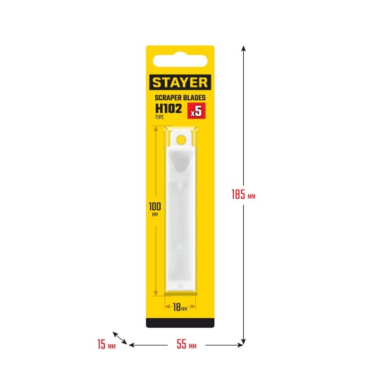 STAYER 100 мм, 5 шт, сменное лезвие для скребка 08515 (08515-S5)