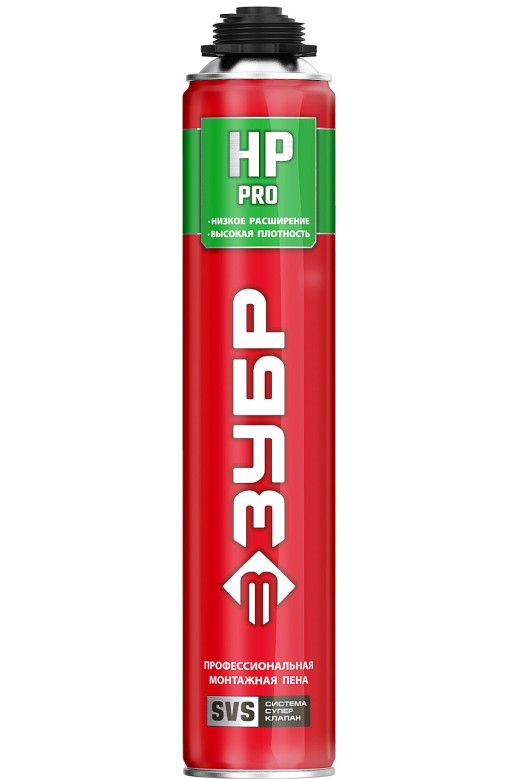 ЗУБР PRO HP, 800 мл, пистолетная, с низким расширением, выход до 50л, монтажная пена (41148)