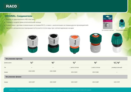 RACO ORIGINAL, 1/2″, для шланга, из ABS пластика, быстросъемный соединитель (4250-55203T)