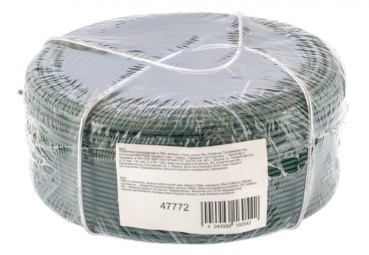 Проволока с ПВХ покрытием, зеленая 1.5 мм, длина 50 м Сибртех