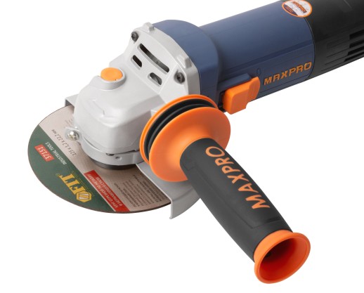MAX-PRO Шлифмашина угловая 1200 Вт; 11500 об/мин; быстрозажимной кожух 125 мм; антивибрационная ручка; дополнительные щетки; 2,2 кг; кор.