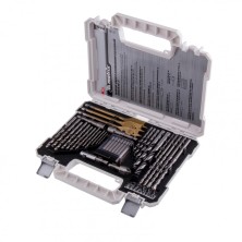 Набор сверл комбинированный, сверла по металлу 1-6.5 мм, бетону 4-8 мм, дереву 4-10 мм, перовые 16,22,25 мм, биты 20 шт, адаптер, головки 2 шт, зенковка, 50 предметов Pro Matrix