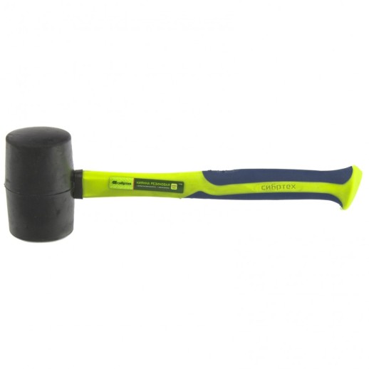 Киянка резиновая, 680 г, черная резина, фибергласовая рукоятка Сибртех
