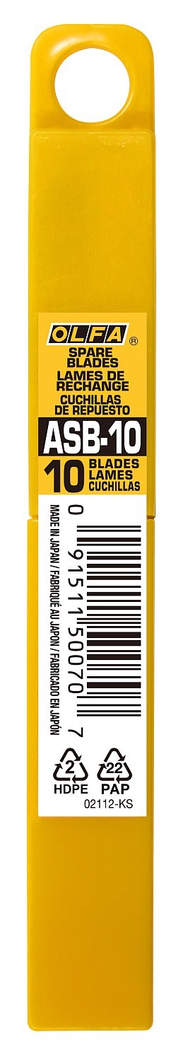 OLFA 9 мм, 10 шт, в боксе, сегментированные лезвия (OL-ASB-10)