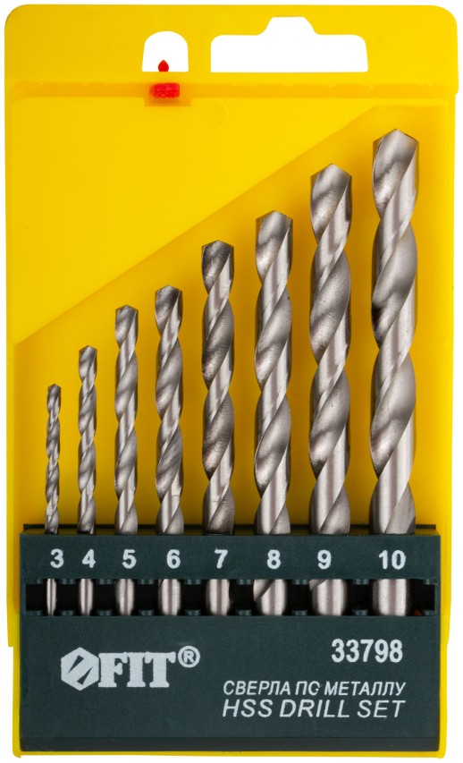 Набор сверл по металлу HSS полированных, 8 шт. (3-4-5-6-7-8-9-10 мм)