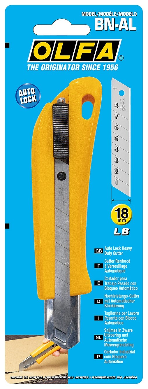 OLFA 18 мм, с авто фиксатором, нож с выдвижным лезвием, (OL-BN-AL)