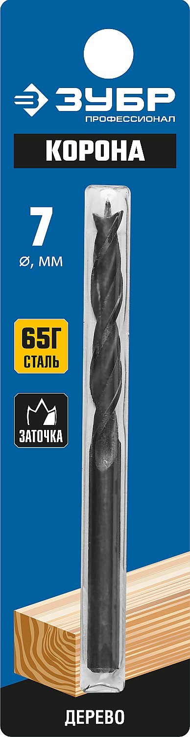ЗУБР d 7 x 105/60 мм, М-образная заточка, спиральное сверло по дереву, Профессионал (29421-110-08)