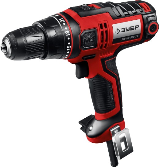 ЗУБР 500 Вт, 45 Н·м, кейс, сетевая дрель-шуруповерт (ДШ-М3-500-2 К)