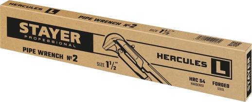 STAYER Hercules-L, №2, 1.5″, 440 мм, трубный ключ с прямыми губками (27331-2)